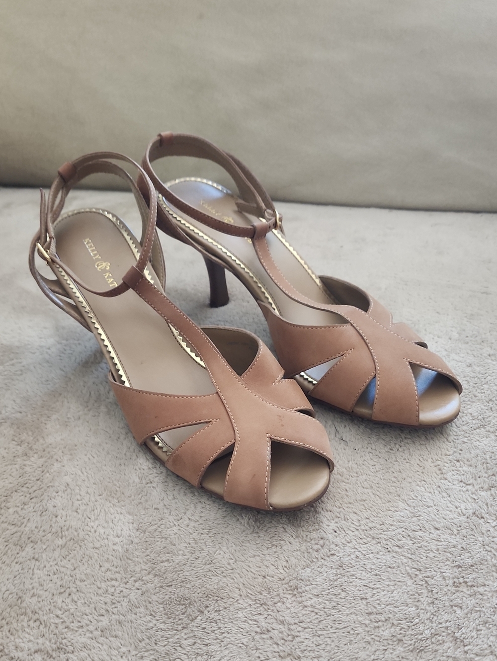 New Condition Brown Open-Toe Slingback Heels